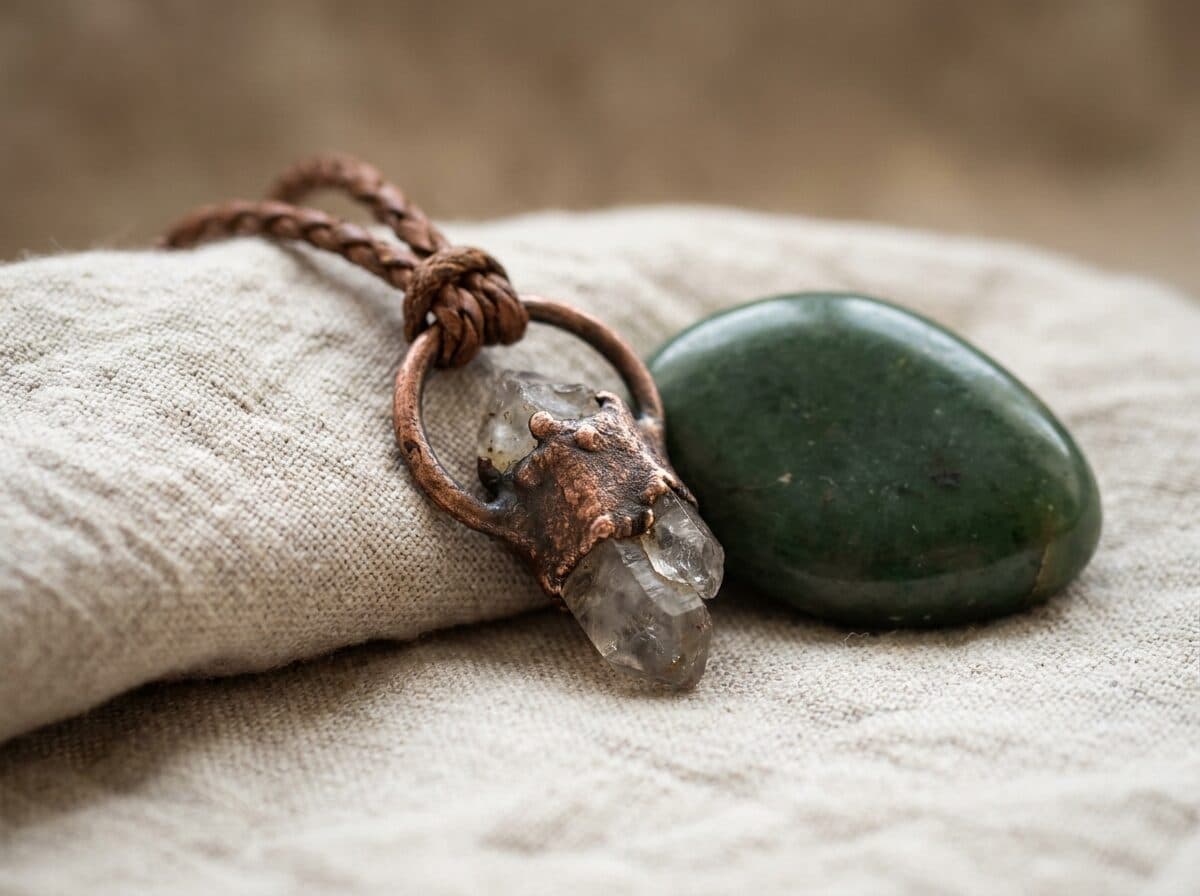 Handgefertigtes energetisches Amulett mit Stein